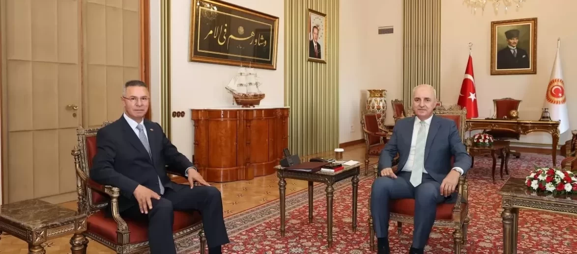 TBMM Başkanı Numan Kurtulmuş, Filistin Büyükelçisi Faed Mustafa'yı Kabul Etti
