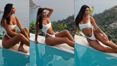 Selen Görgüzel, Cesur Elbisesiyle Kayalıklarda Poz Verdi